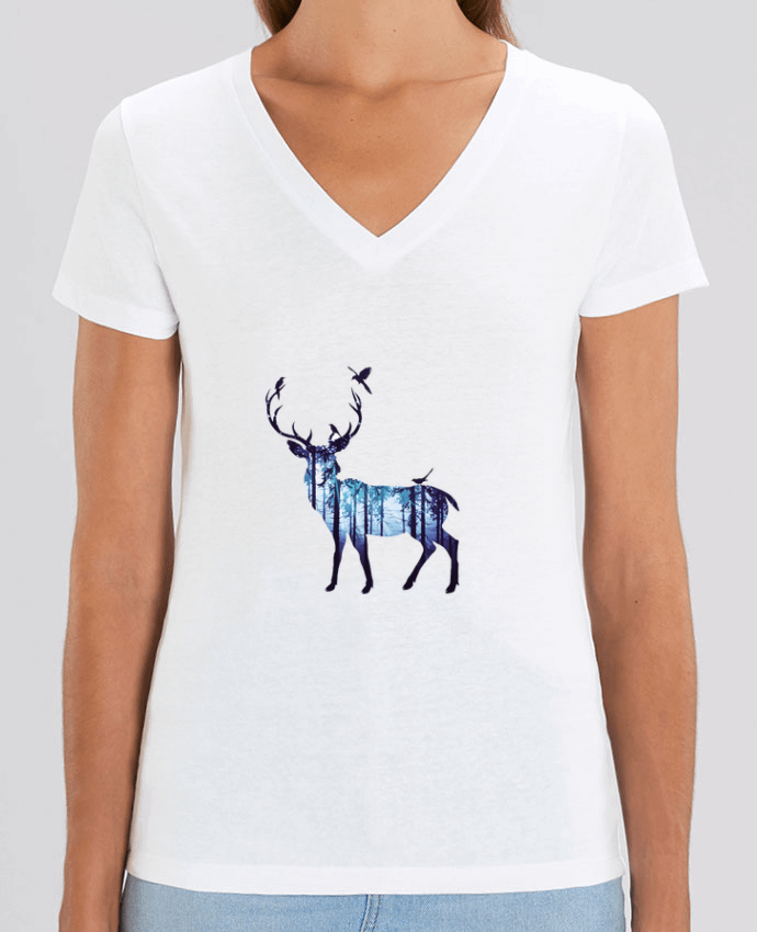 Women V-Neck T-shirt Stella Evoker Deer Par  Likagraphe