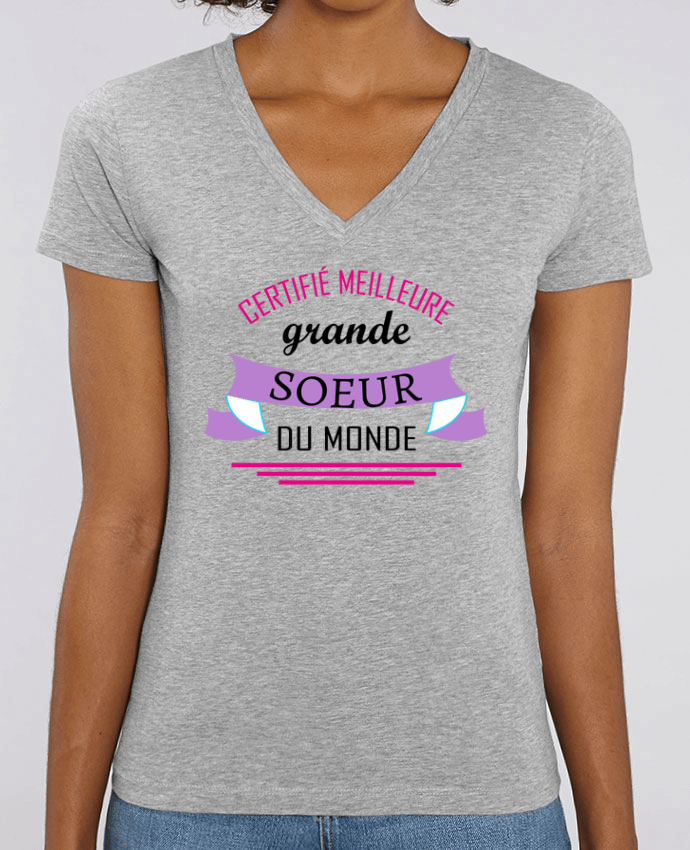 Women V-Neck T-shirt Stella Evoker Certifié meilleure grande sœur du monde Par  tunetoo