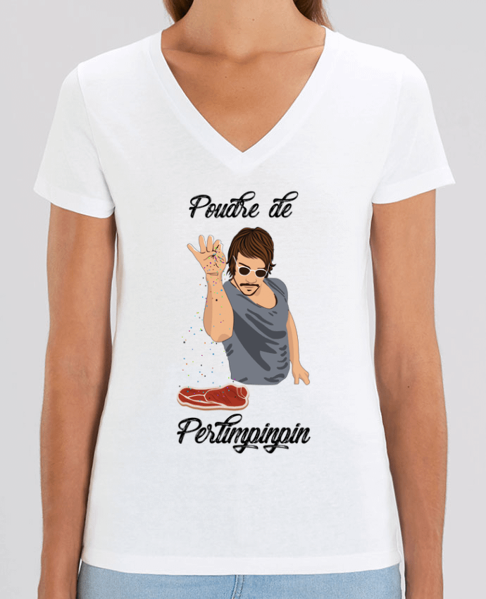 Women V-Neck T-shirt Stella Evoker Poudre de Perlimpinpin VS Salt Bae Par  tunetoo