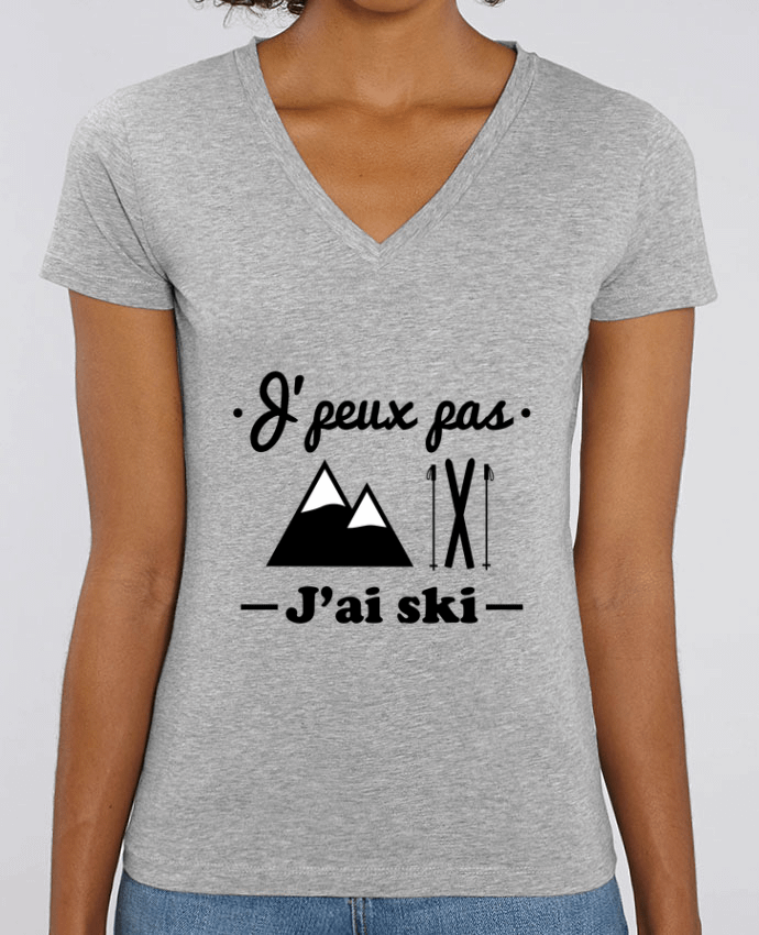 Women V-Neck T-shirt Stella Evoker J'peux pas j'ai ski Par  Benichan