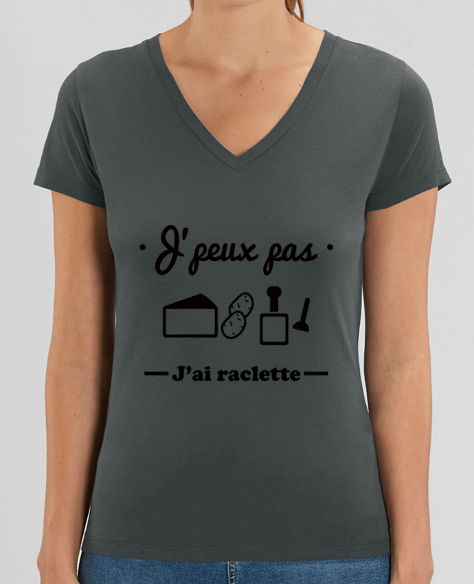 Camiseta Mujer Cuello V Stella EVOKER J'peux pas j'ai raclette Par  Benichan