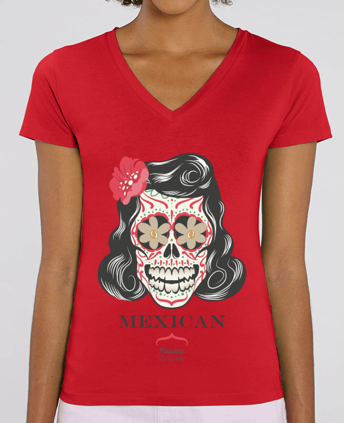 Camiseta Mujer Cuello V Stella EVOKER Mexican crane Par  Mauvaise Graine