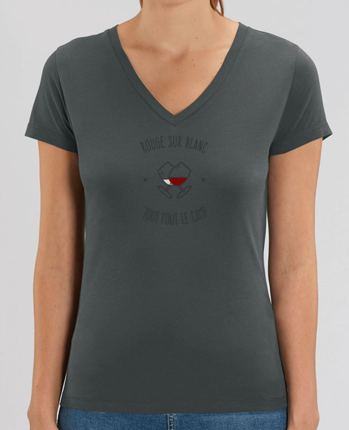Camiseta Mujer Cuello V Stella EVOKER Rouge sur Blanc - Tout fout le Camp Par  AkenGraphics
