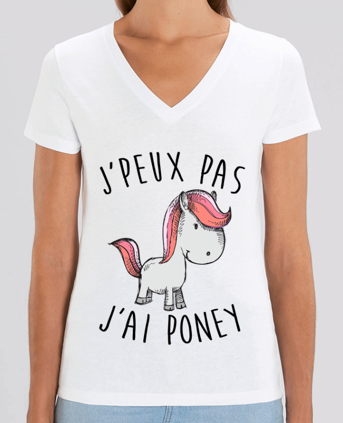 Camiseta Mujer Cuello V Stella EVOKER Je peux pas j'ai poney Par  FRENCHUP-MAYO