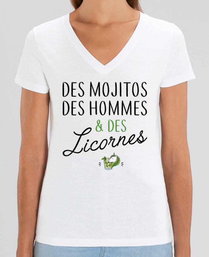 Camiseta Mujer Cuello V Stella EVOKER Des mojitos des hommes & des licornes Par  La boutique de Laura