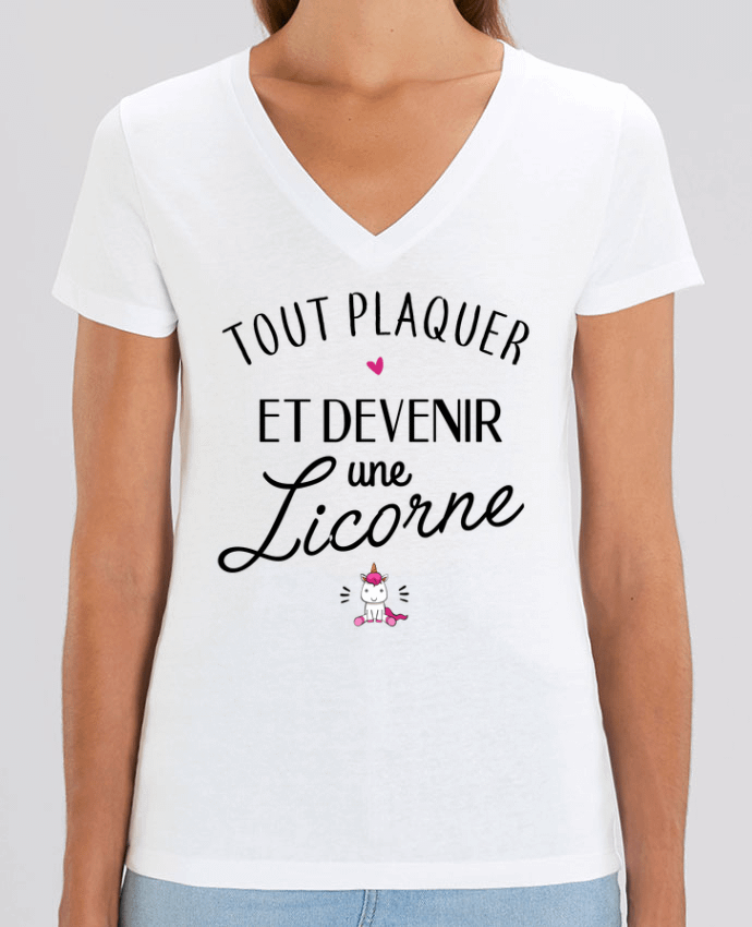Women V-Neck T-shirt Stella Evoker Tout plaquer et devenir une licorne Par  La boutique de Laura