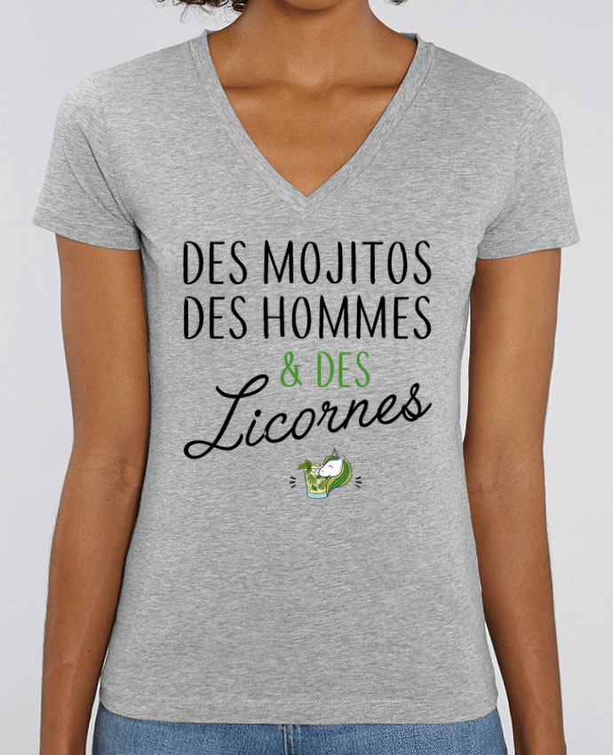 Women V-Neck T-shirt Stella Evoker Des mojitos des hommes & des licornes Par  La boutique de Laura