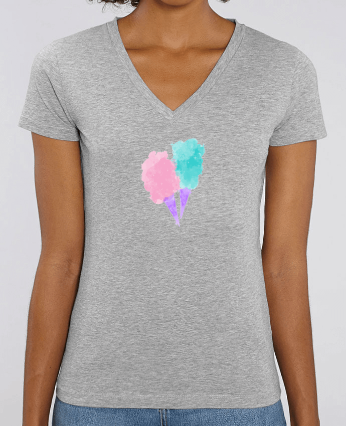 Women V-Neck T-shirt Stella Evoker Watercolor Cotton Candy Par  PinkGlitter