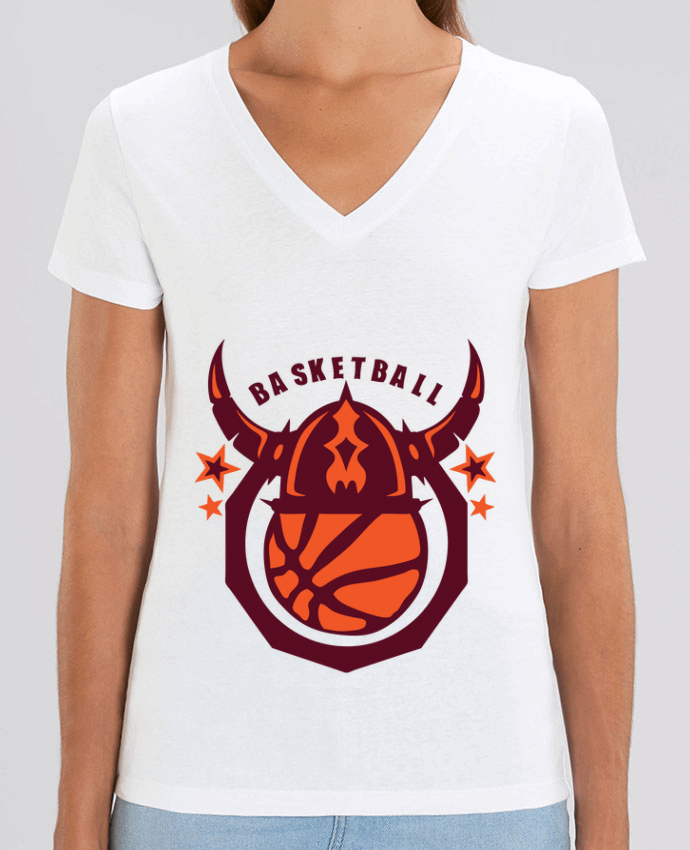 Women V-Neck T-shirt Stella Evoker basketball casque viking logo sport club Par  Achille