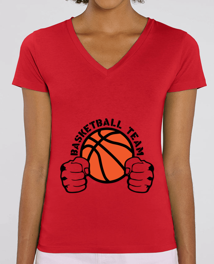 Women V-Neck T-shirt Stella Evoker basketball team poing ferme logo equipe Par  Achille