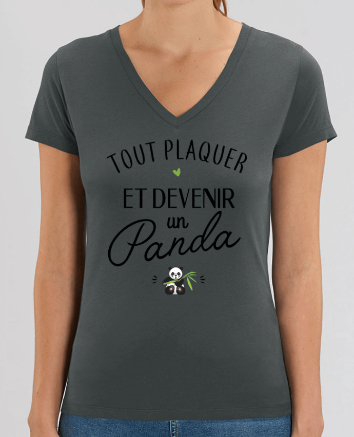 Women V-Neck T-shirt Stella Evoker Tout plaquer et devenir un panda Par  La boutique de Laura