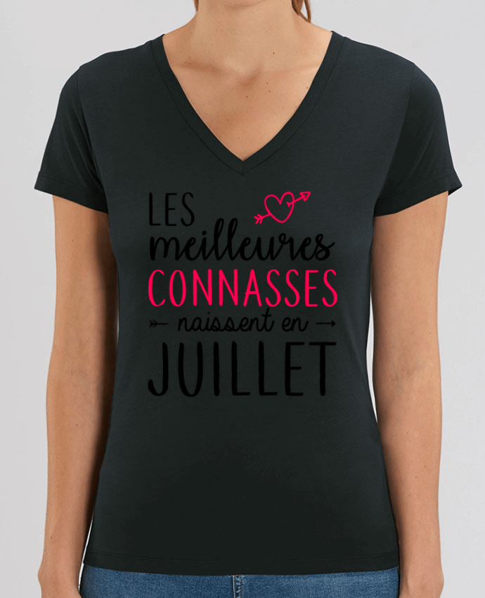 Women V-Neck T-shirt Stella Evoker Les meilleures connasses naissent Juillet Par  La boutique de Laura