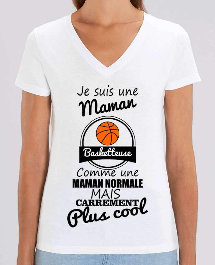 Camiseta Mujer Cuello V Stella EVOKER Je suis une maman basketteuse comme une maman normale mais carrément plus cool Par  