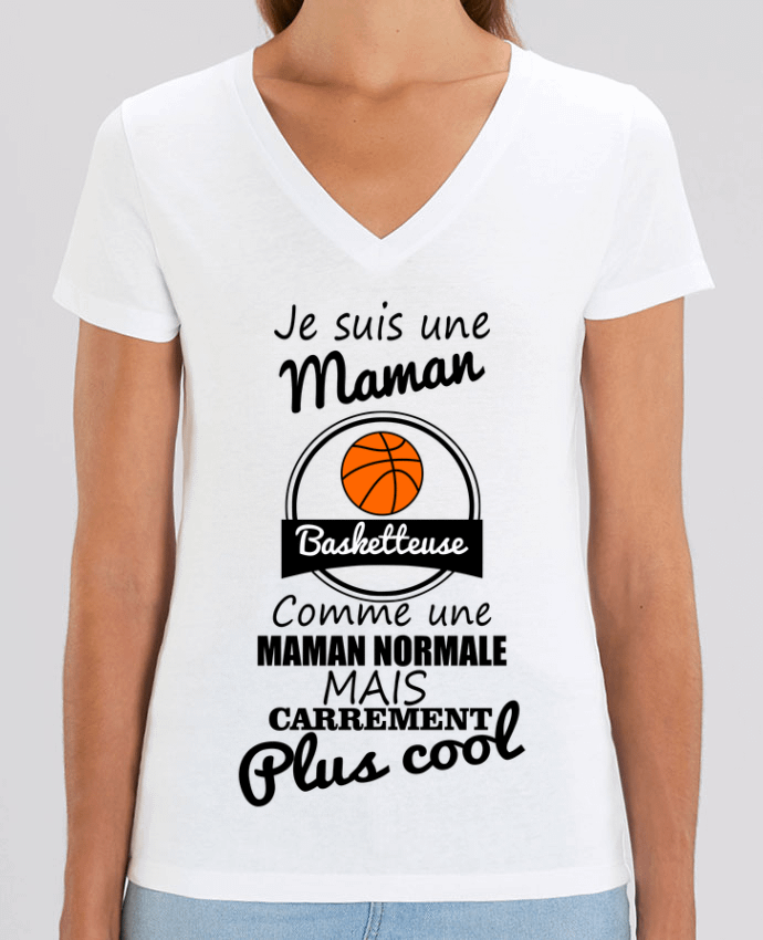 Women V-Neck T-shirt Stella Evoker Je suis une maman basketteuse comme une maman normale mais carrément plus cool Par  