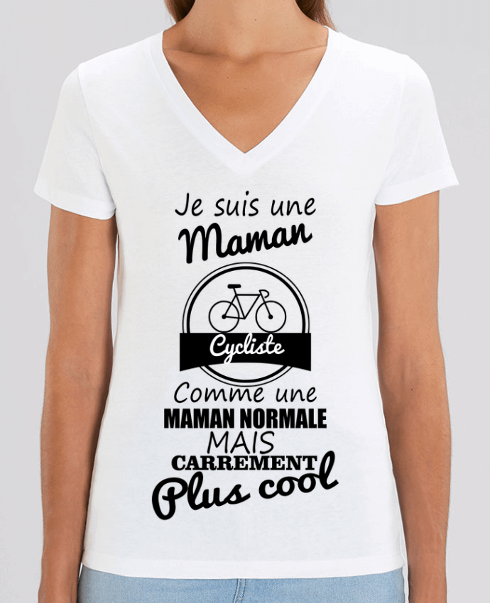 Camiseta Mujer Cuello V Stella EVOKER Je suis une maman cycliste comme une maman normale mais carrément plus cool Par  Ben