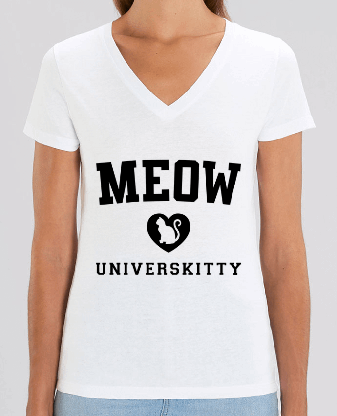 Women V-Neck T-shirt Stella Evoker Meow Universkitty Par  Freeyourshirt.com