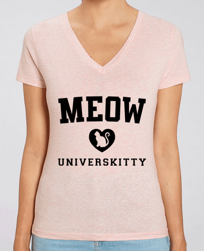 Camiseta Mujer Cuello V Stella EVOKER Meow Universkitty Par  Freeyourshirt.com