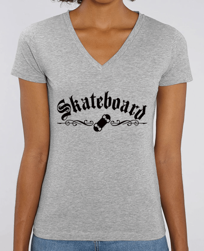 Women V-Neck T-shirt Stella Evoker Skateboard Par  Freeyourshirt.com