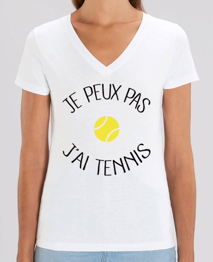 Camiseta Mujer Cuello V Stella EVOKER Je peux pas j'ai Tennis Par  Freeyourshirt.com