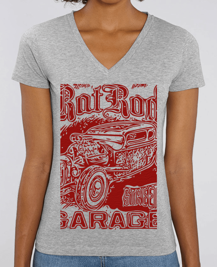 Tee Shirt Femme Col V Stella EVOKER Hot rod garage Par  David