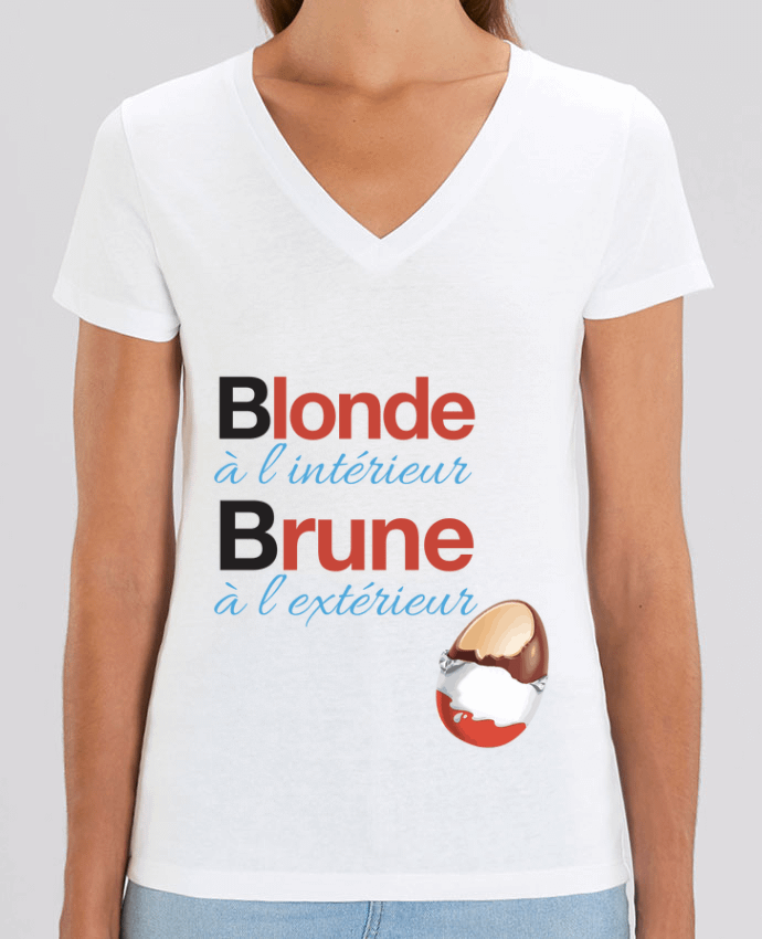 Women V-Neck T-shirt Stella Evoker Blonde à l'intérieur / Brune à l'extérieur Par  Monidentitevisuelle