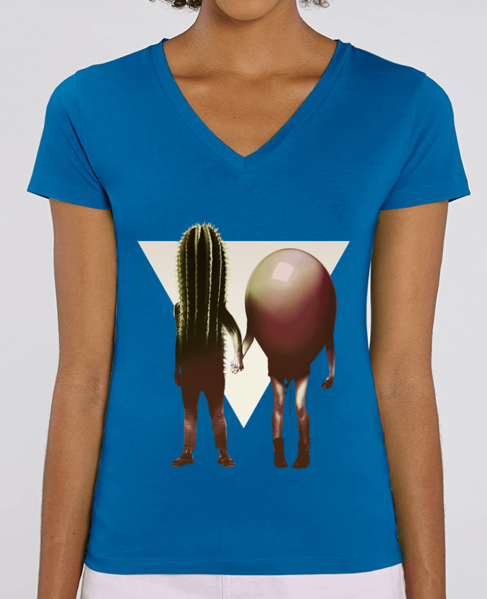 Camiseta Mujer Cuello V Stella EVOKER Couple Hori Par  ali_gulec