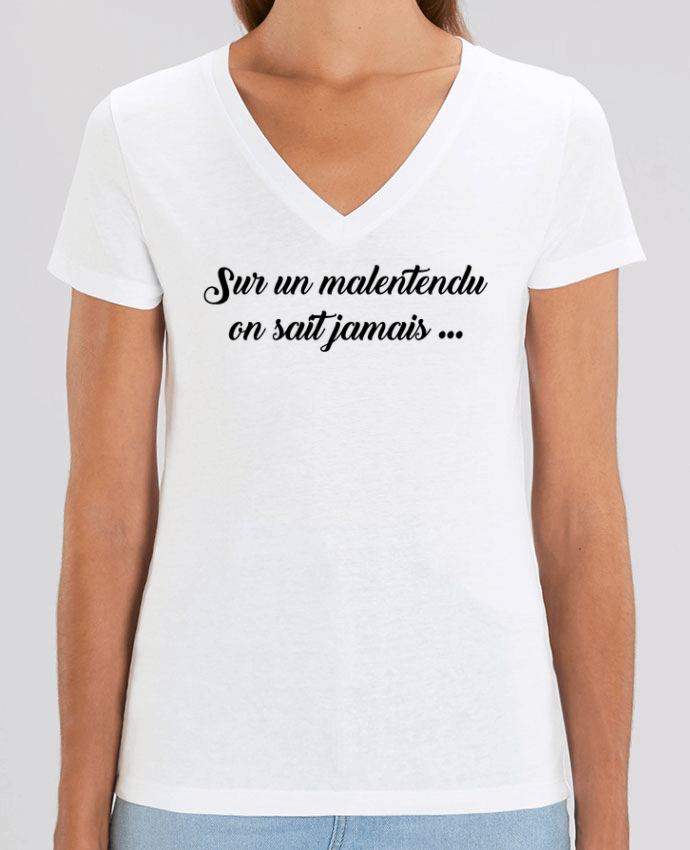 Camiseta Mujer Cuello V Stella EVOKER Sur un malentendu on sait jamais Par  tunetoo