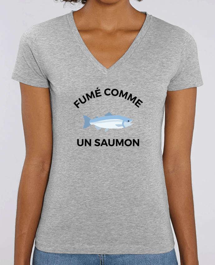 Camiseta Mujer Cuello V Stella EVOKER fumé comme un saumon Par  Ruuud