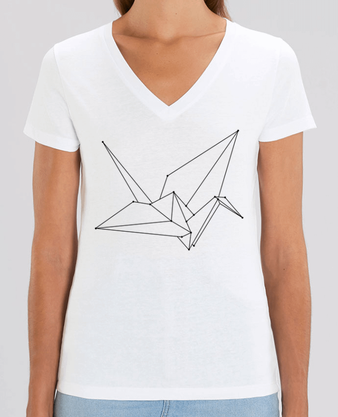 Camiseta Mujer Cuello V Stella EVOKER Origami bird Par  /wait-design