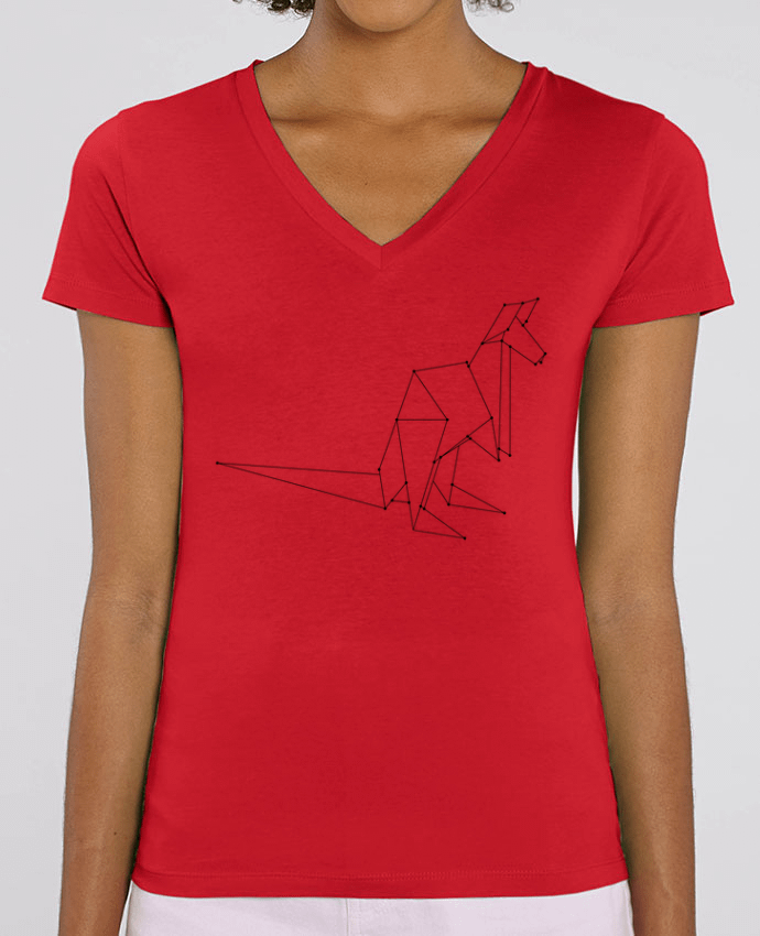 Camiseta Mujer Cuello V Stella EVOKER Origami kangourou Par  /wait-design