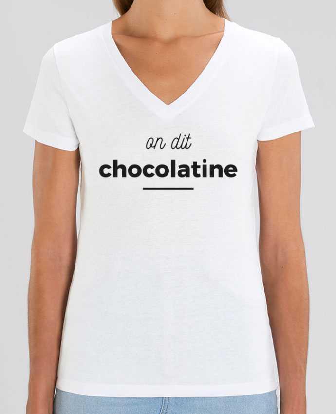 Women V-Neck T-shirt Stella Evoker On dit chocolatine Par  Ruuud