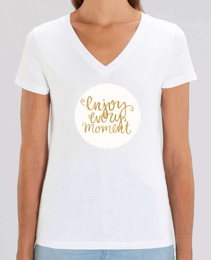 Camiseta Mujer Cuello V Stella EVOKER Enjoy every moment Par  Les Caprices de Filles