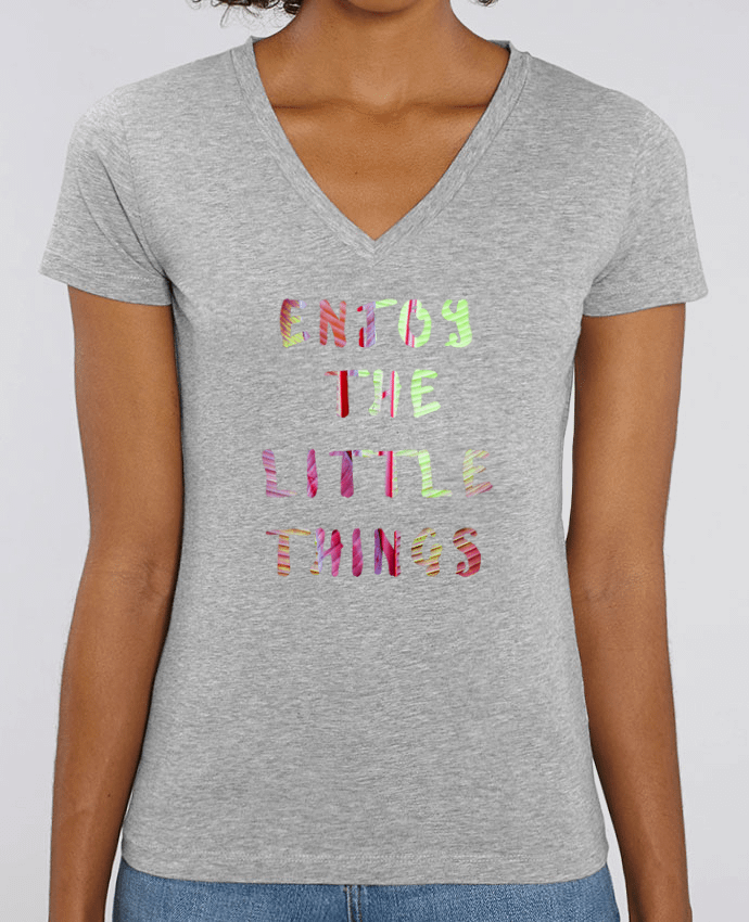 Camiseta Mujer Cuello V Stella EVOKER Enjoy the little things Par  Les Caprices de Filles