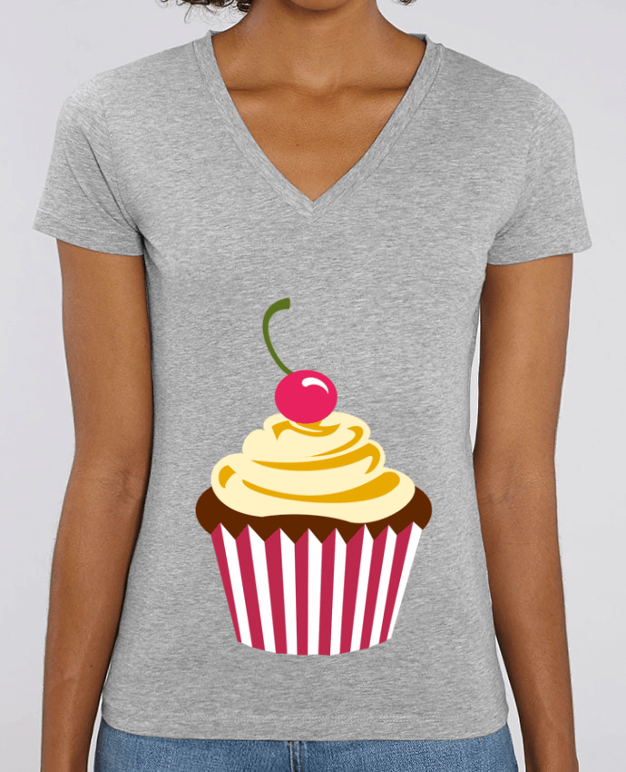 Camiseta Mujer Cuello V Stella EVOKER Cupcake Par  Crazy-Patisserie.com