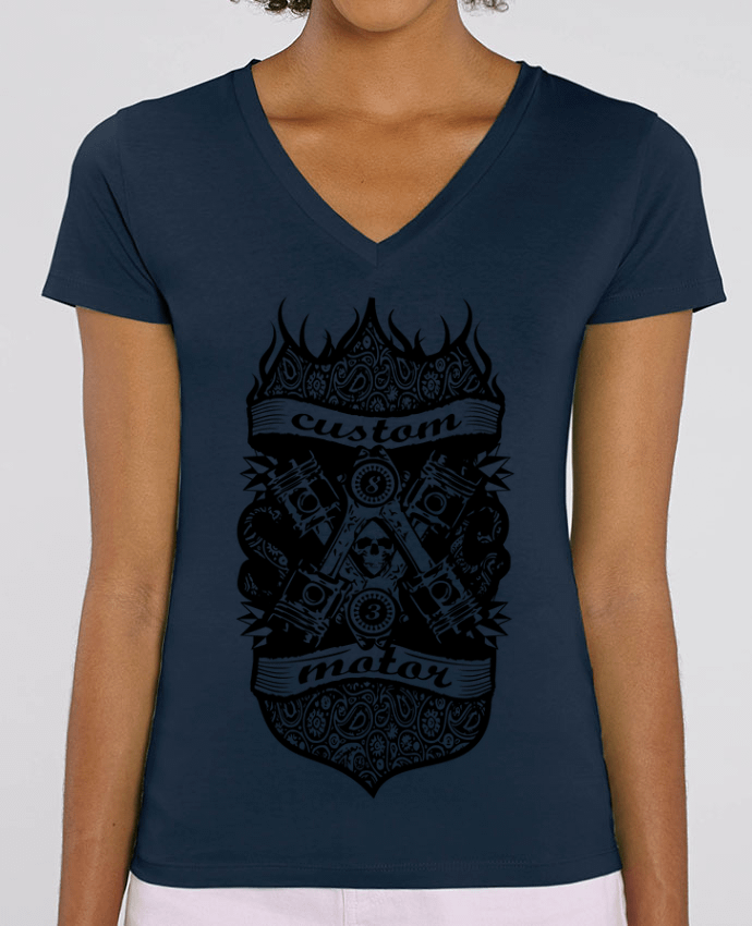 Women V-Neck T-shirt Stella Evoker CUSTOM MOTOR Par  SG LXXXIII