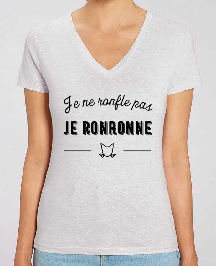 Tee Shirt Femme Col V Stella EVOKER je ronronne t-shirt humour Par  Original t-shirt