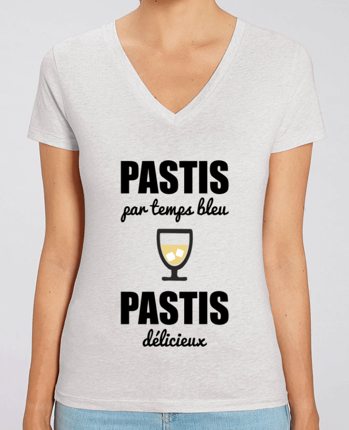 Camiseta Mujer Cuello V Stella EVOKER Pastis por temps bleu pastis délicieux Par  Benichan