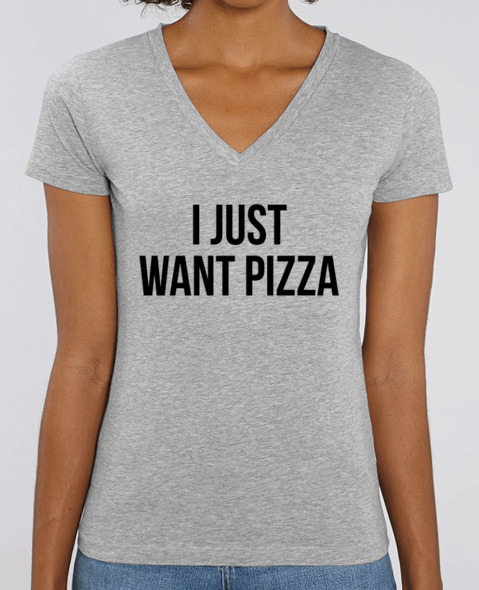 Camiseta Mujer Cuello V Stella EVOKER I just want pizza Par  Bichette