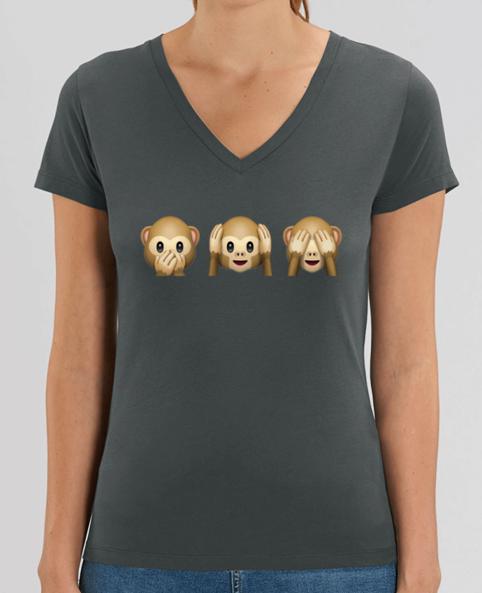 Tee Shirt Femme Col V Stella EVOKER Three monkeys Par  Bichette