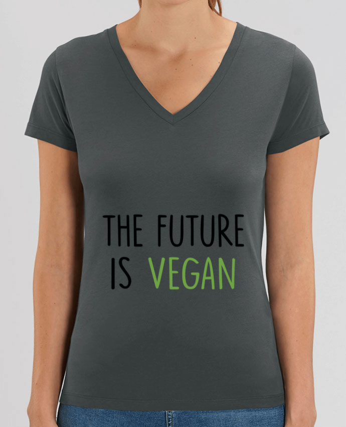 Women V-Neck T-shirt Stella Evoker The future is vegan Par  Bichette