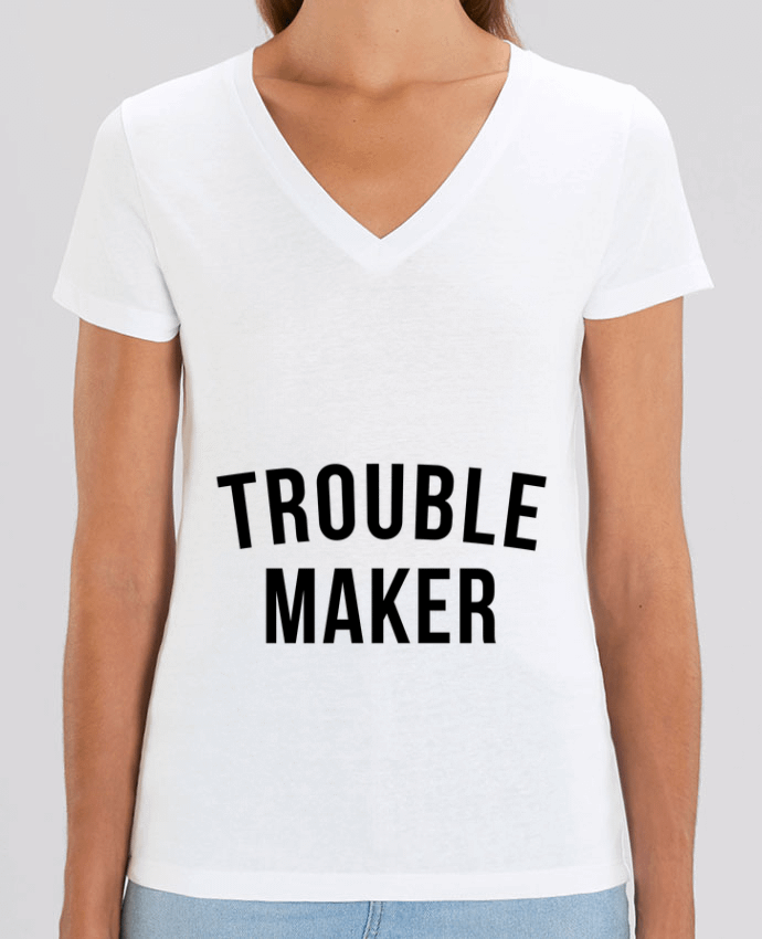 Tee Shirt Femme Col V Stella EVOKER Trouble maker Par  Bichette