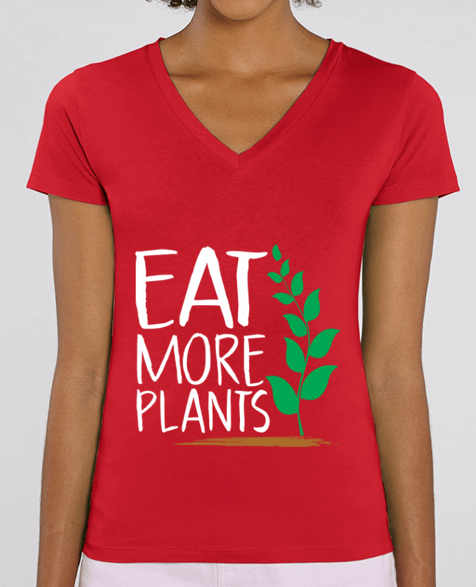 Tee Shirt Femme Col V Stella EVOKER Eat more plants Par  Bichette