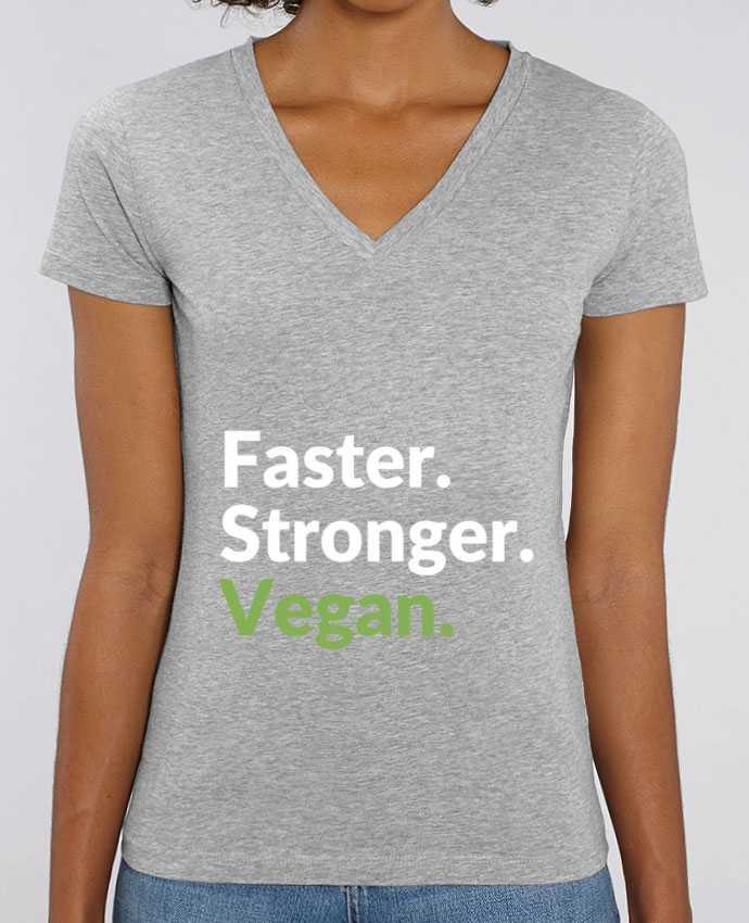 Tee Shirt Femme Col V Stella EVOKER Faster. Stronger. Vegan. Par  Bichette