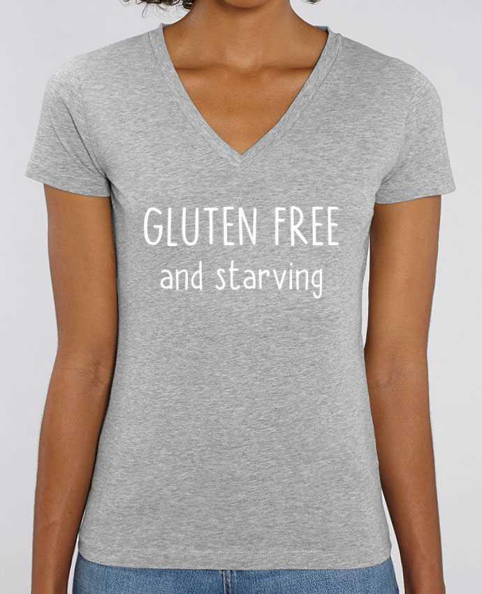 Women V-Neck T-shirt Stella Evoker Gluten free and starving Par  Bichette