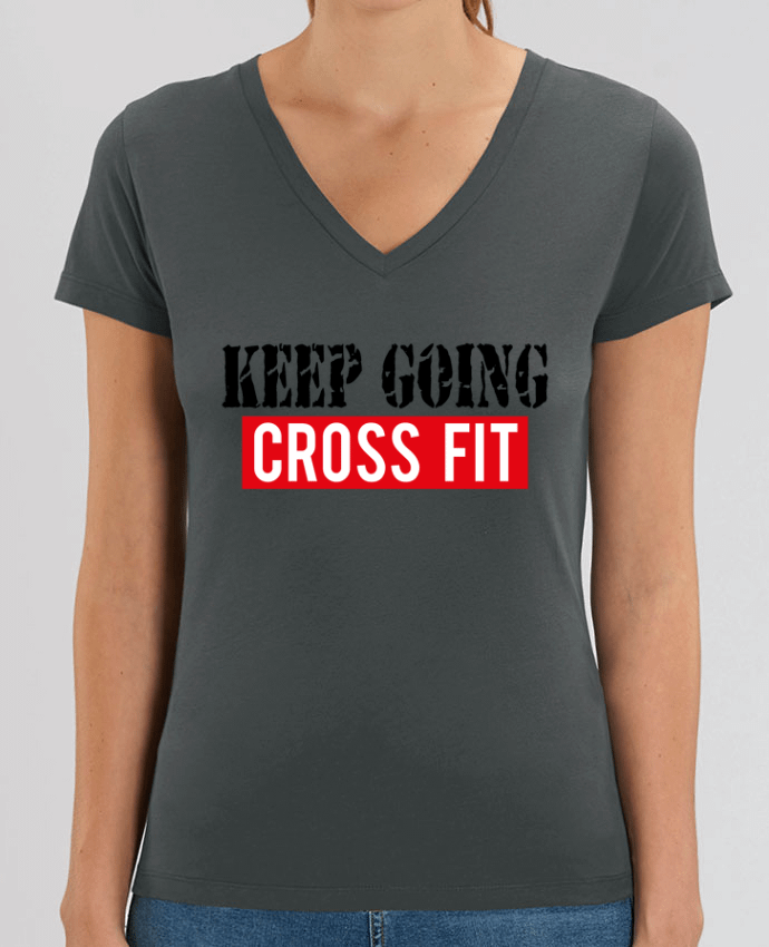 Tee Shirt Femme Col V Stella EVOKER Keep going ! Crossfit Par  tunetoo