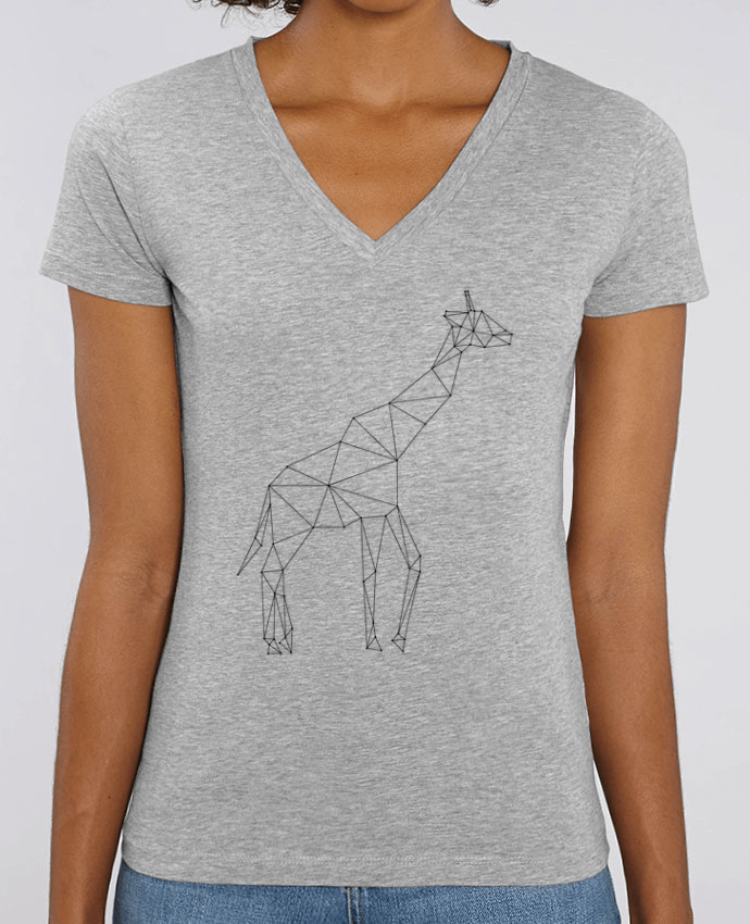 Tee Shirt Femme Col V Stella EVOKER Giraffe origami Par  /wait-design