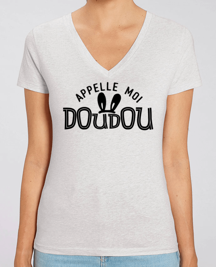 Tee Shirt Femme Col V Stella EVOKER Appelle moi doudou Par  tunetoo