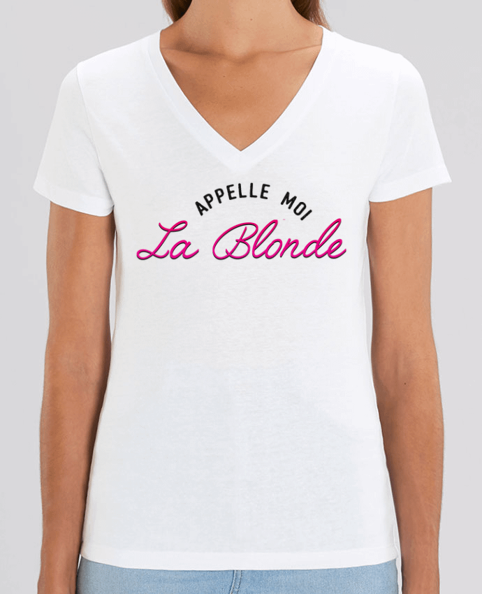 Camiseta Mujer Cuello V Stella EVOKER Appelle moi la blonde Par  tunetoo