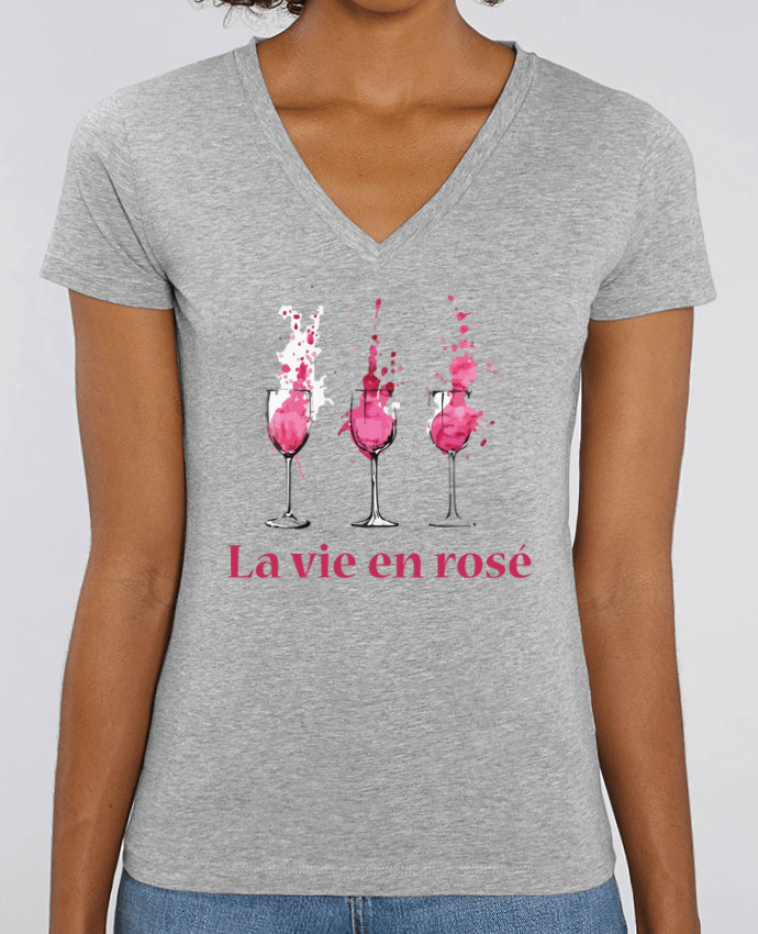 Tee Shirt Femme Col V Stella EVOKER La vie en rosé Par  tunetoo