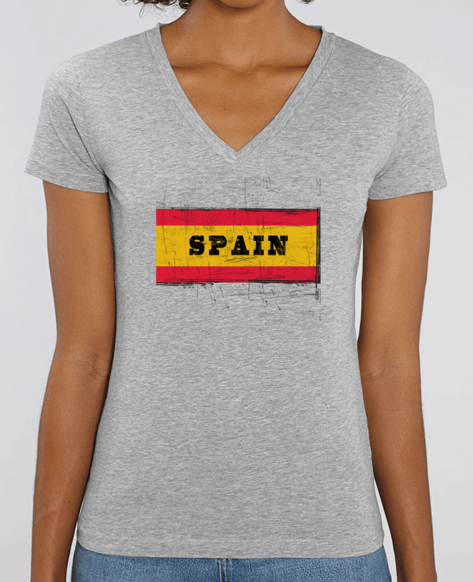 Camiseta Mujer Cuello V Stella EVOKER Drapeau espagnol Par  Les Caprices de Filles